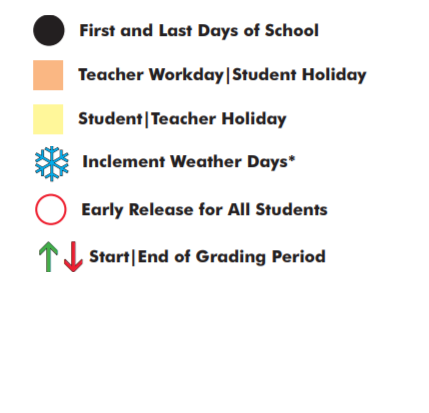 District School Academic Calendar Legend for Aldridge Elementary School