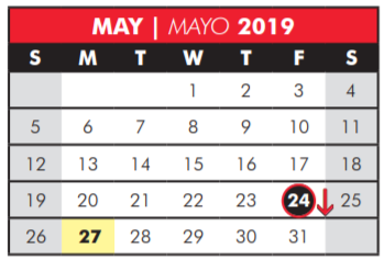 District School Academic Calendar for Mendenhall Elementary School for May 2019