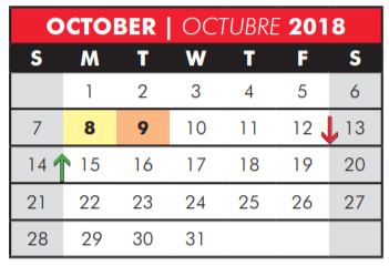 District School Academic Calendar for Secondary Special Program Center for October 2018