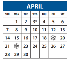 District School Academic Calendar for Lake Highlands J H for April 2019