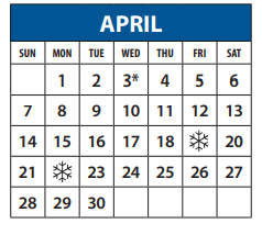 District School Academic Calendar for P A S S Learning Ctr for April 2019