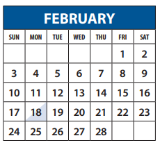 District School Academic Calendar for Mark Twain Elementary for February 2019