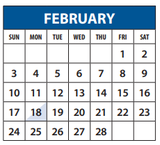 District School Academic Calendar for Math/science/tech Magnet for February 2019