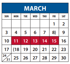 District School Academic Calendar for Richardson West Junior High for March 2019