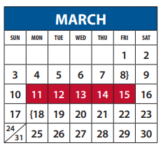 District School Academic Calendar for Math/science/tech Magnet for March 2019