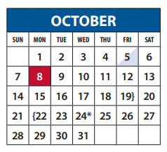 District School Academic Calendar for Enterprise City for October 2018