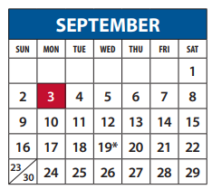 District School Academic Calendar for Richardson North Junior High for September 2018