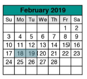 District School Academic Calendar for Chandler Oaks Elementary School for February 2019