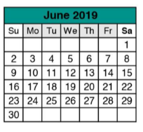 District School Academic Calendar for Canyon Creek Elementary School for June 2019