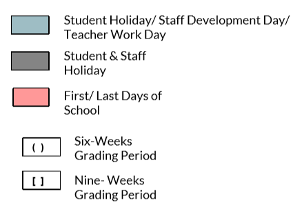 District School Academic Calendar Legend for Live Oak Elementary