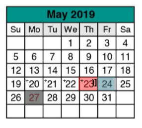 District School Academic Calendar for Blackland Prairie Elementary School for May 2019