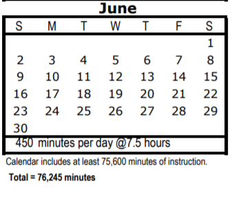 District School Academic Calendar for Washington Elementary for June 2019