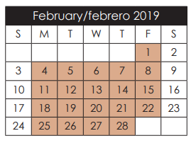 District School Academic Calendar for Jane A Hambric School for February 2019