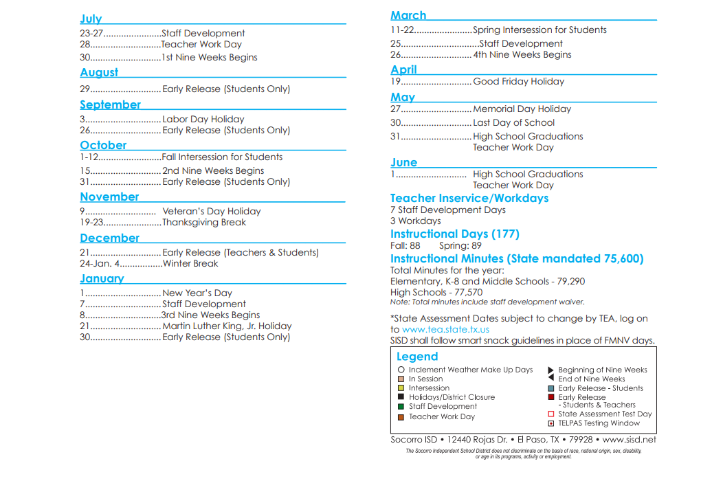 District School Academic Calendar Key for Keys Academy