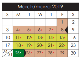 District School Academic Calendar for Americas High School for March 2019