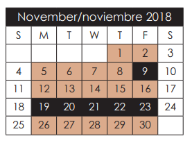District School Academic Calendar for Robert R Rojas Elementary for November 2018