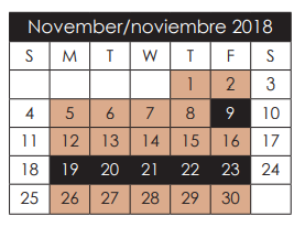 District School Academic Calendar for Ernesto Serna School for November 2018