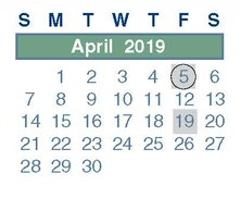District School Academic Calendar for Spring High School for April 2019