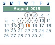 District School Academic Calendar for Ricky C Bailey Middle School for August 2018