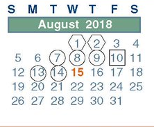 District School Academic Calendar for Sp Ed Contract for August 2018