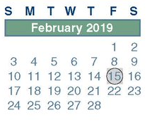 District School Academic Calendar for Ricky C Bailey Middle School for February 2019