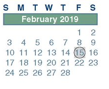 District School Academic Calendar for Sp Ed Contract for February 2019