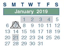 District School Academic Calendar for Stelle Claughton Middle School for January 2019