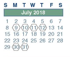 District School Academic Calendar for Ponderosa Elementary School for July 2018