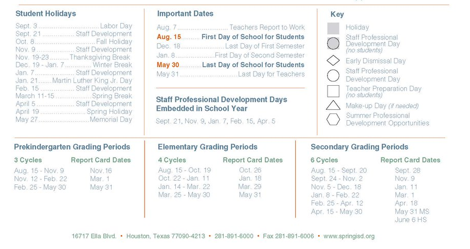 District School Academic Calendar Key for Bammel Middle School