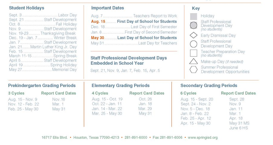 District School Academic Calendar Key for Twin Creeks Middle School