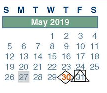 District School Academic Calendar for School For Accelerated Lrn for May 2019