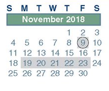 District School Academic Calendar for Andy Dekaney High School for November 2018