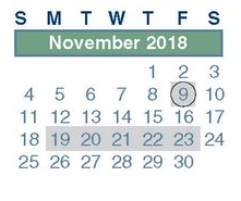District School Academic Calendar for Spring High School for November 2018