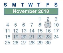 District School Academic Calendar for Clark Primary School for November 2018