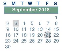 District School Academic Calendar for Pearl M Hirsch Elementary for September 2018
