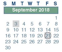 District School Academic Calendar for Spring High School for September 2018