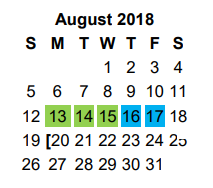 District School Academic Calendar for Orr Elementary for August 2018