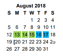 District School Academic Calendar for Jones Elementary for August 2018