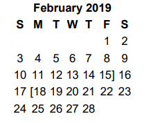 District School Academic Calendar for Boulter Middle School for February 2019