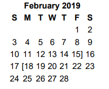 District School Academic Calendar for Moore Mst Magnet School for February 2019