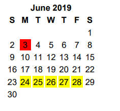 District School Academic Calendar for Boulter Middle School for June 2019