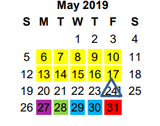 District School Academic Calendar for Moore Mst Magnet School for May 2019