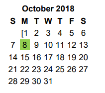District School Academic Calendar for Jones Elementary for October 2018