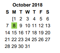 District School Academic Calendar for Moore Mst Magnet School for October 2018