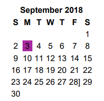 District School Academic Calendar for Bonner Elementary for September 2018