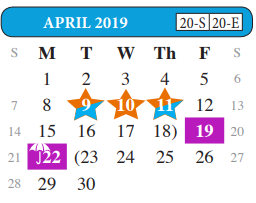 District School Academic Calendar for United Step Academy for April 2019