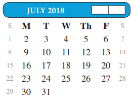 District School Academic Calendar for John B Alexander High School for July 2018