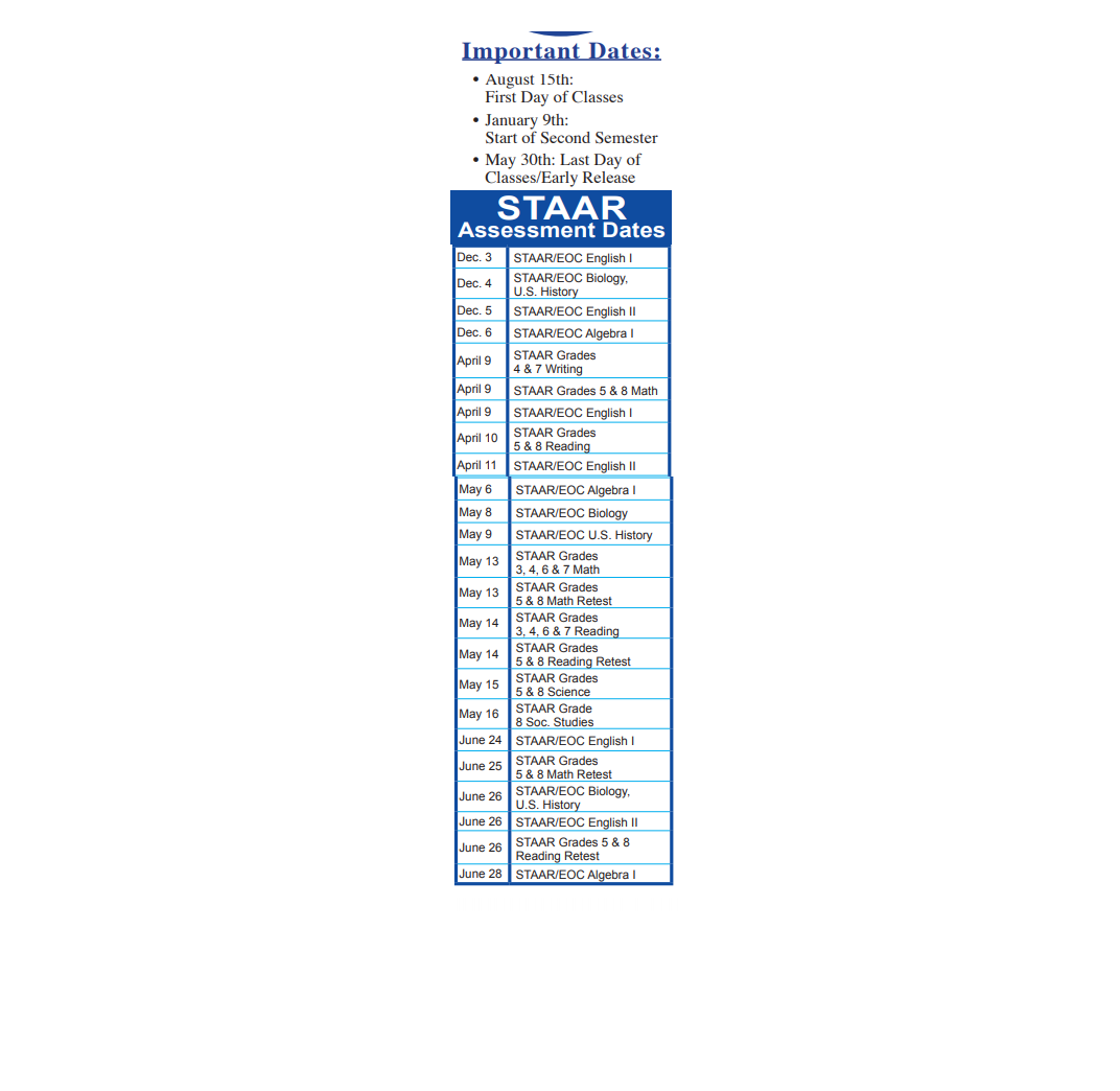 District School Academic Calendar Key for John B Alexander High School