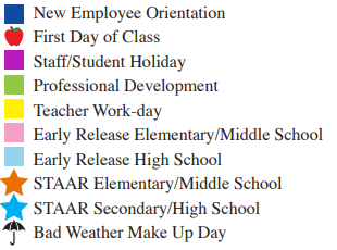 District School Academic Calendar Legend for Clark Middle