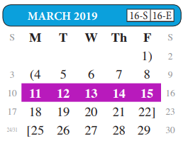 District School Academic Calendar for United Step Academy for March 2019